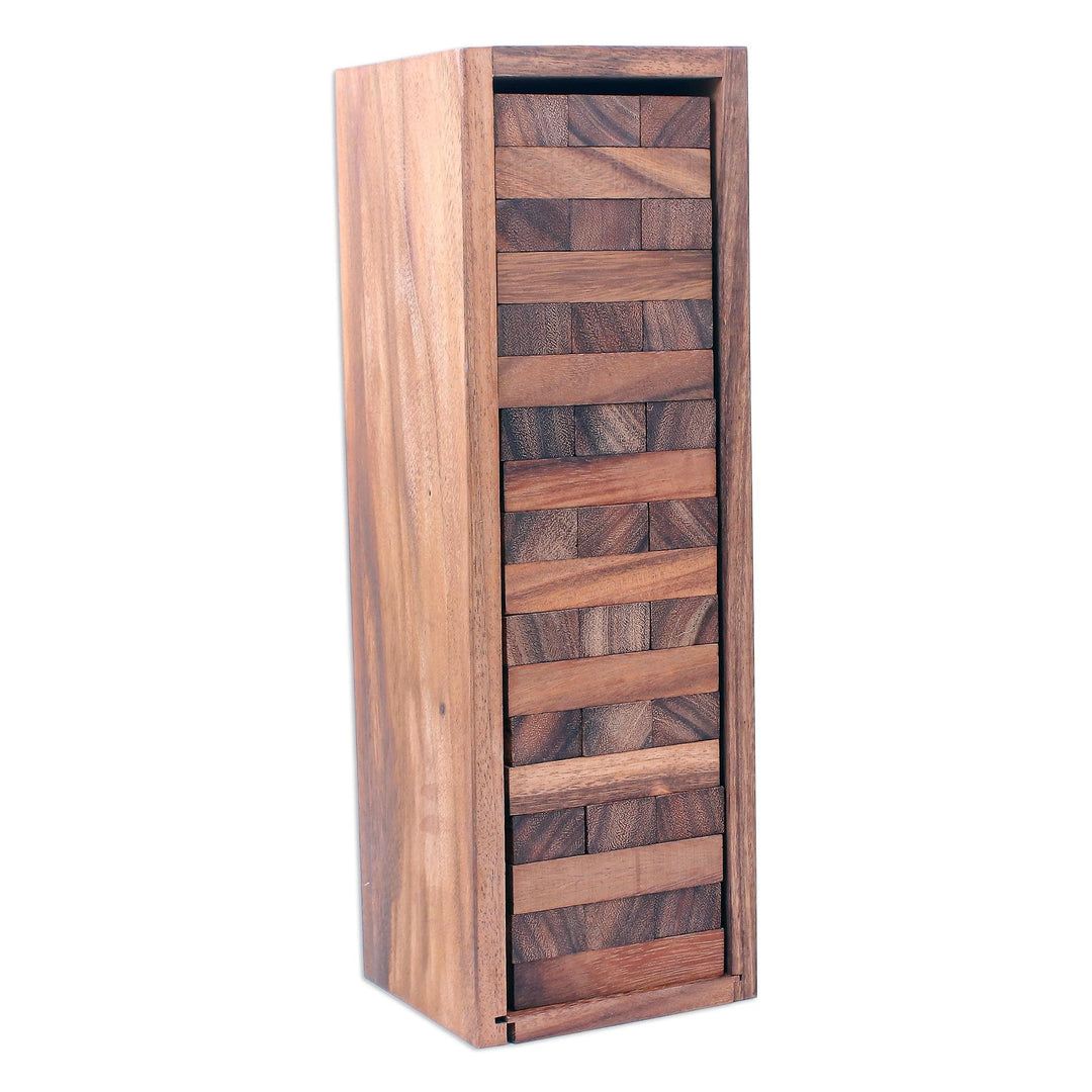 Hand Made Wood Stacking Tower Game from Thailand - Tower of Joy