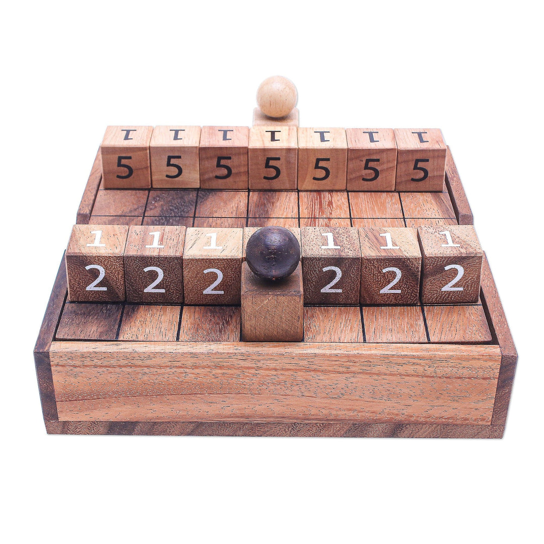 Hand Carved Raintree Wood Game from Thailand - City Battle