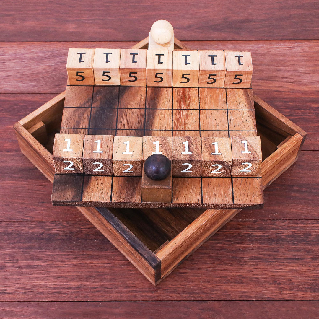 Hand Carved Raintree Wood Game from Thailand - City Battle