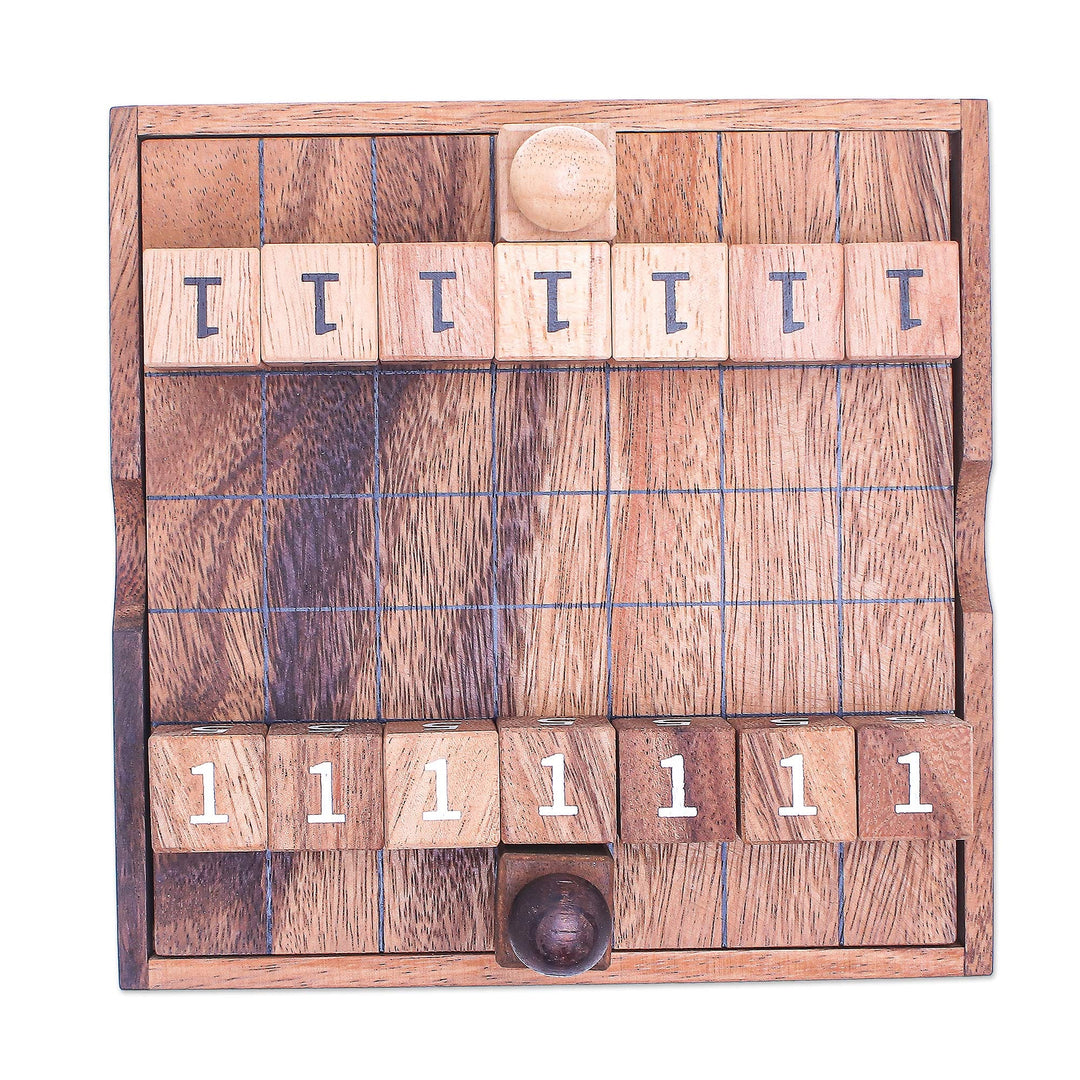 Hand Carved Raintree Wood Game from Thailand - City Battle