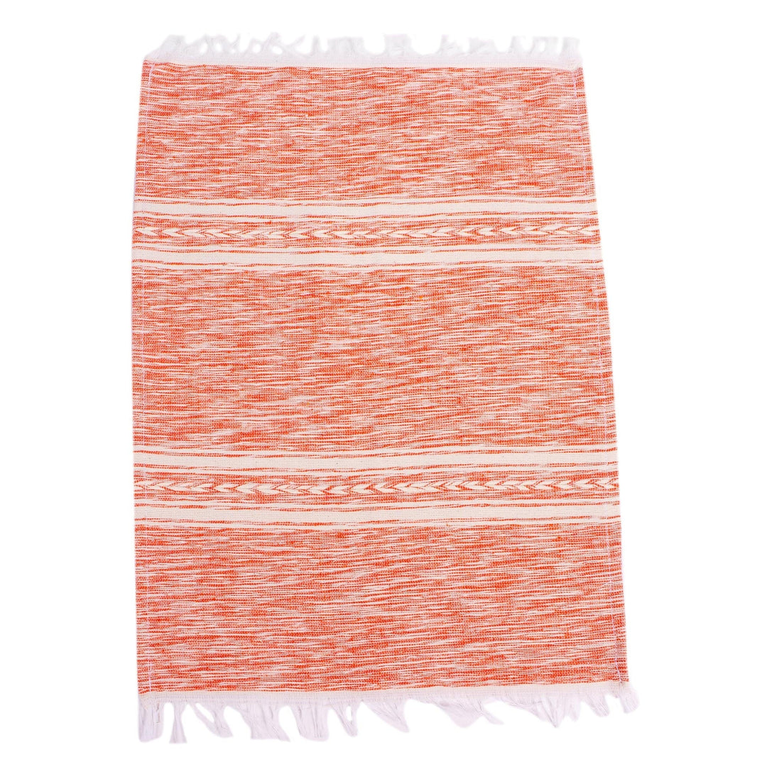 Hand Crafted Orange and White Placemats (Set of 4) - Inspiration in Tangerine