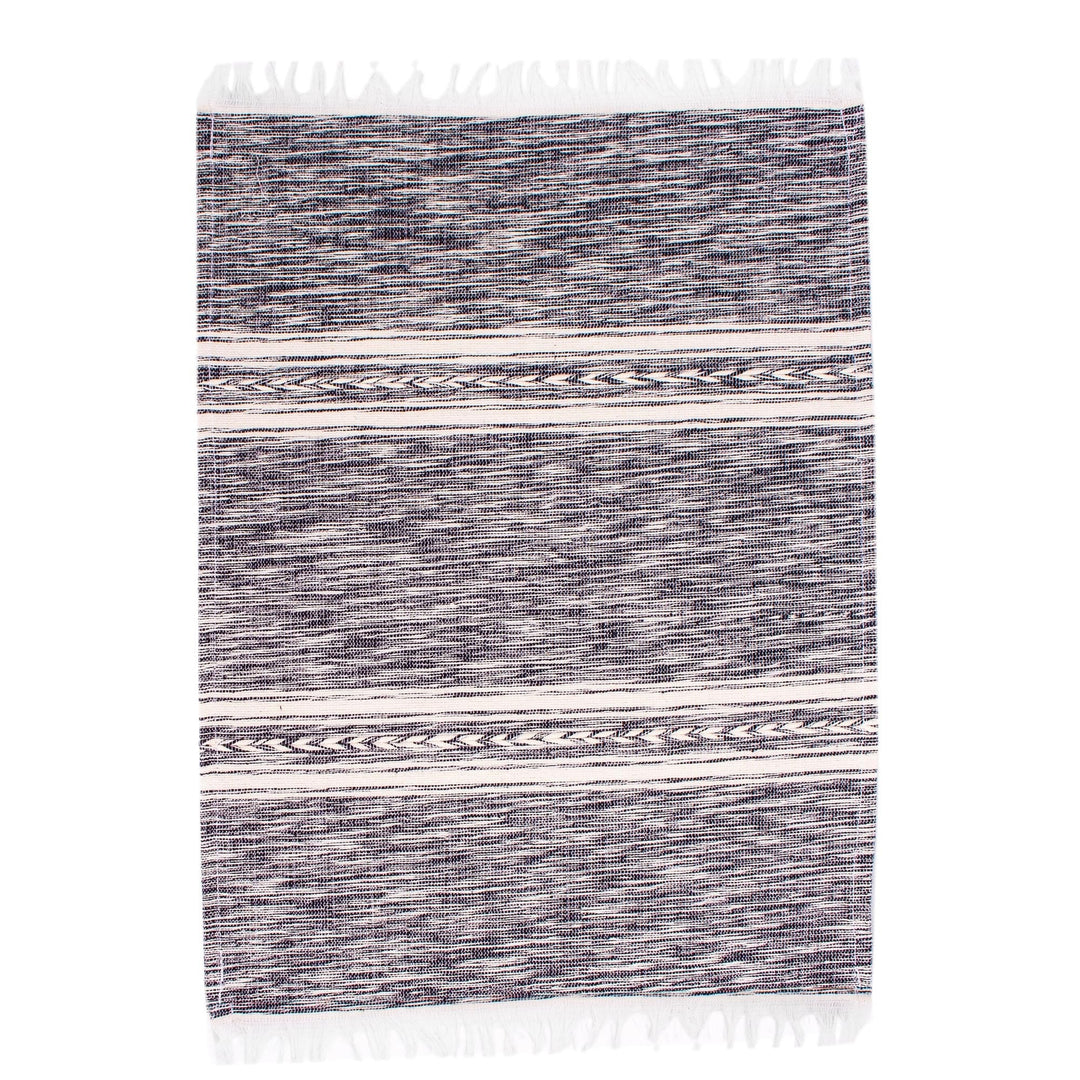 Dark Grey and White Hand Woven Placemats (Set of 4) - Inspiration in Graphite
