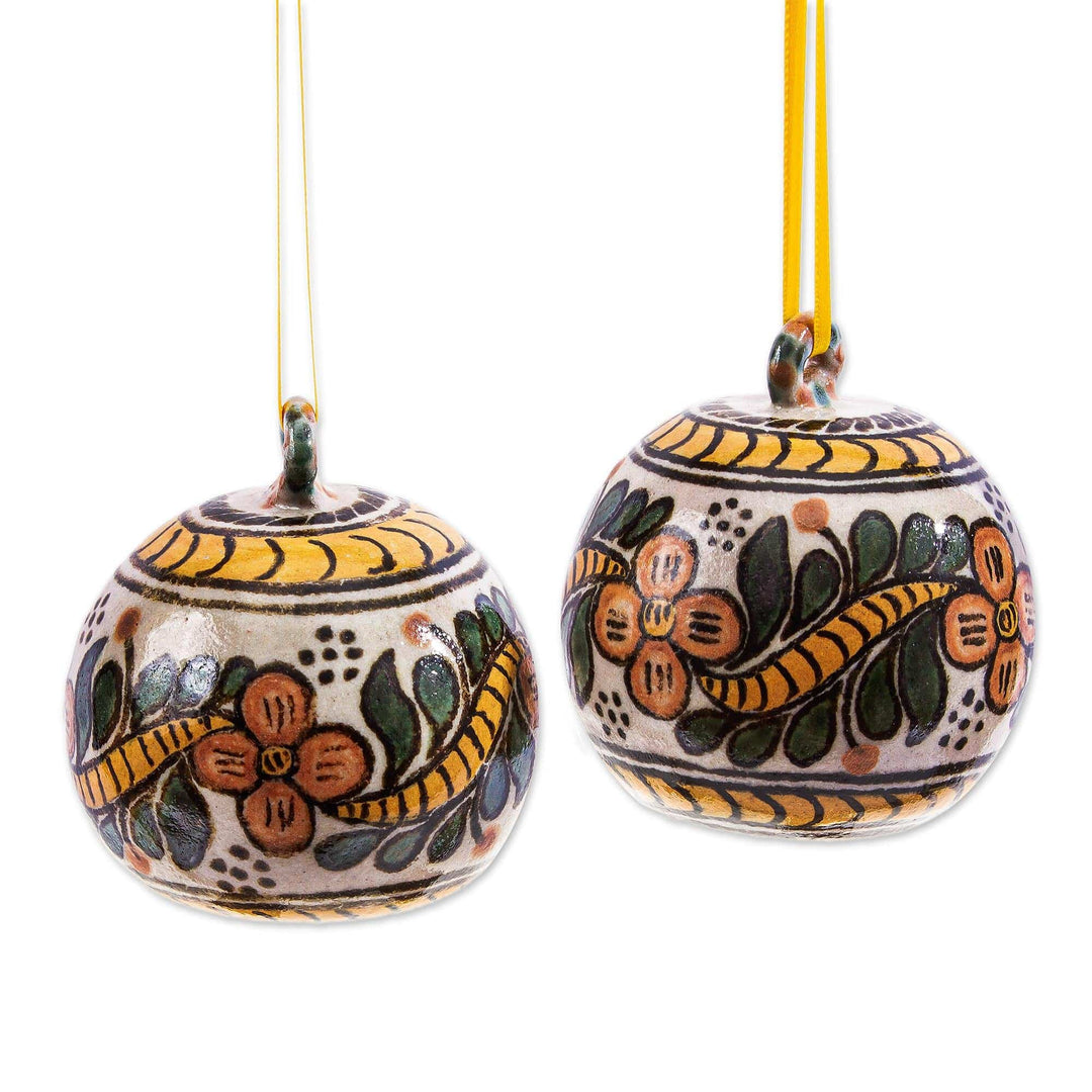 Talavera-Style Multicolored Ceramic Ornaments (Pair) - Talavera Garland