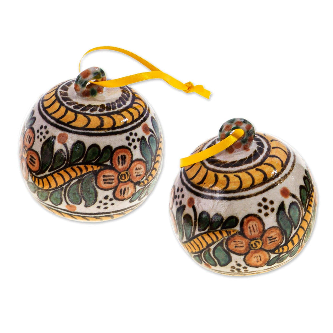 Talavera-Style Multicolored Ceramic Ornaments (Pair) - Talavera Garland