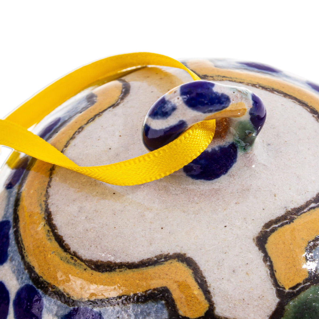 Talavera-Style Ceramic Christmas Ornaments (Pair) - Festive Talavera