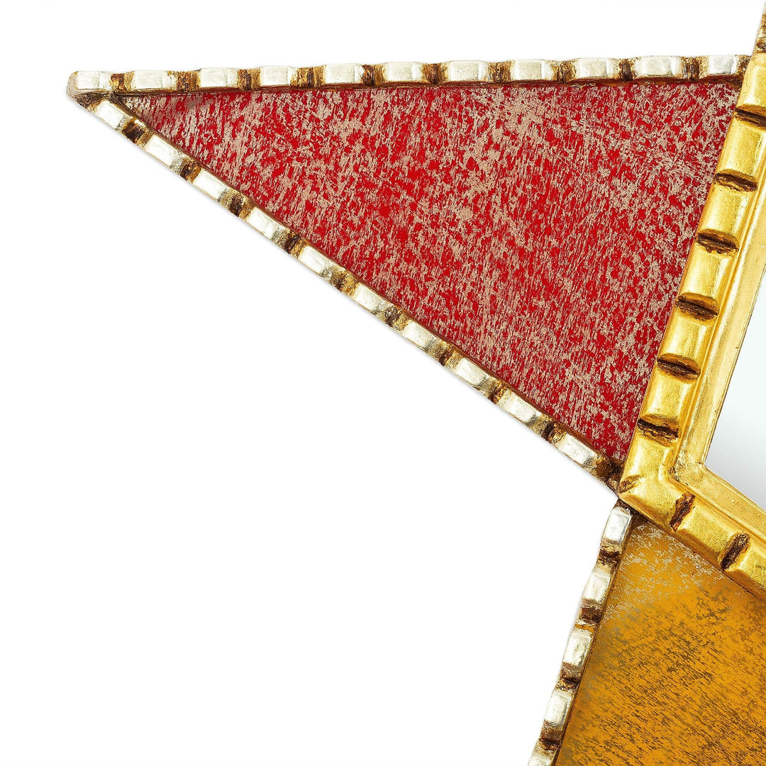 Star Shaped Wood and Glass Wall Mirror - Colorful Star
