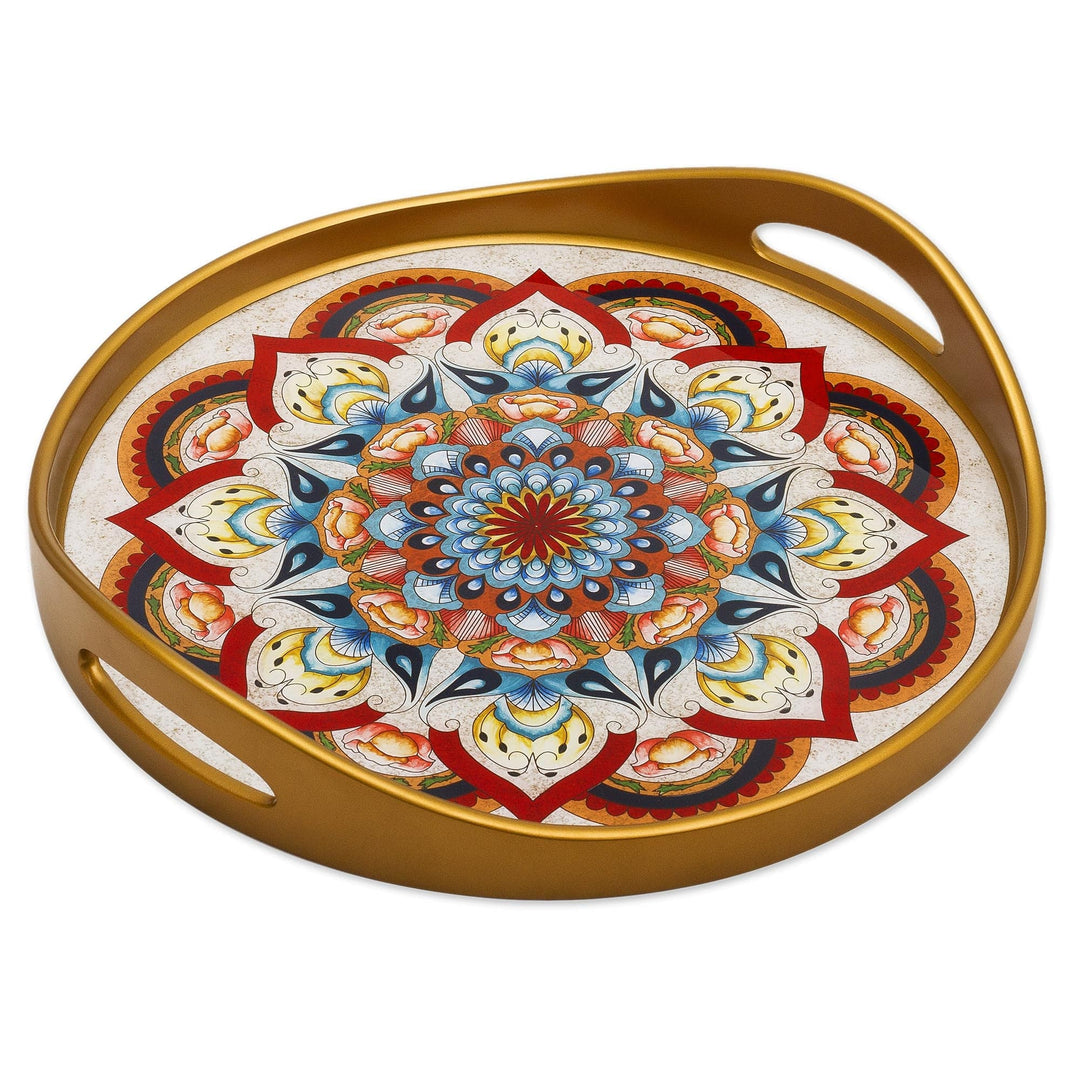 Artisan Crafted Reverse-Painted Glass Tray - Healing Colors