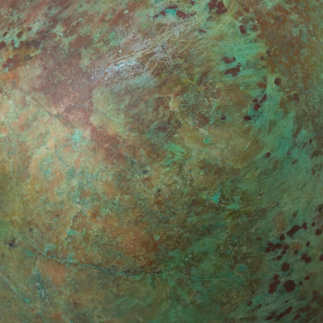 Hand Carved Chrysocolla Sphere Sculpture on Calcite Base - Earth's Majesty