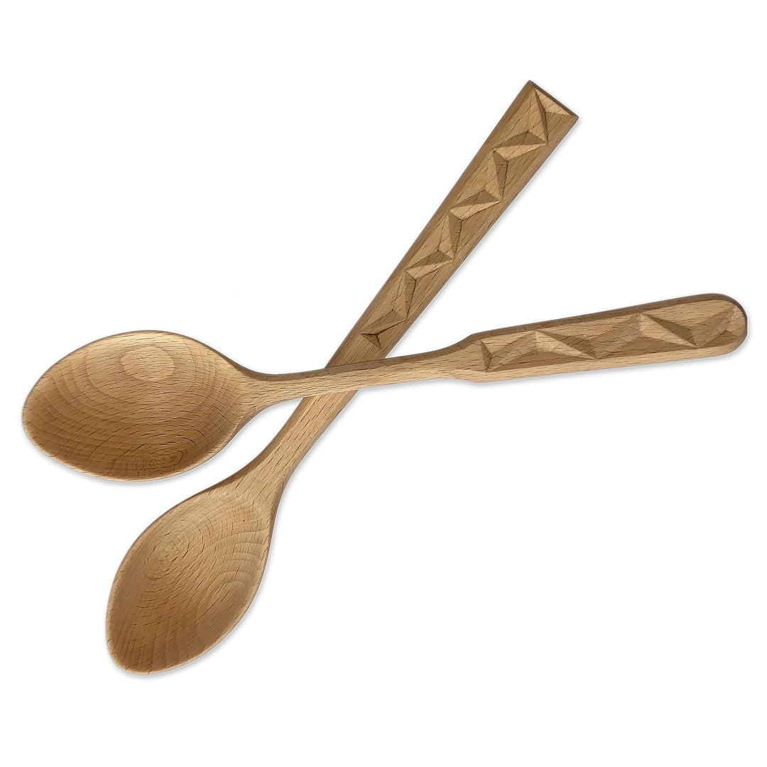 Armenian Hand Carved Beechwood Serving Spoons (Pair) - Savory Traditions