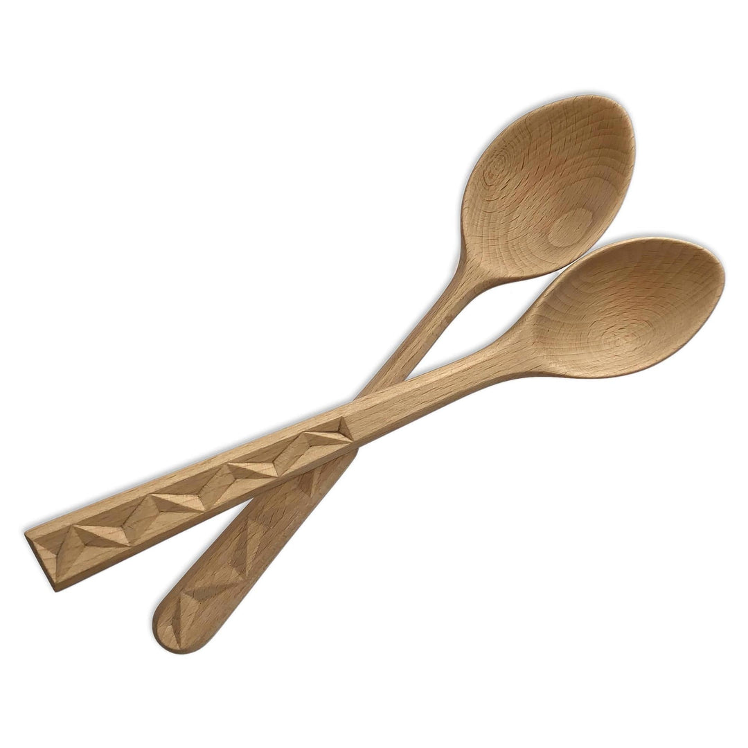 Armenian Hand Carved Beechwood Serving Spoons (Pair) - Savory Traditions