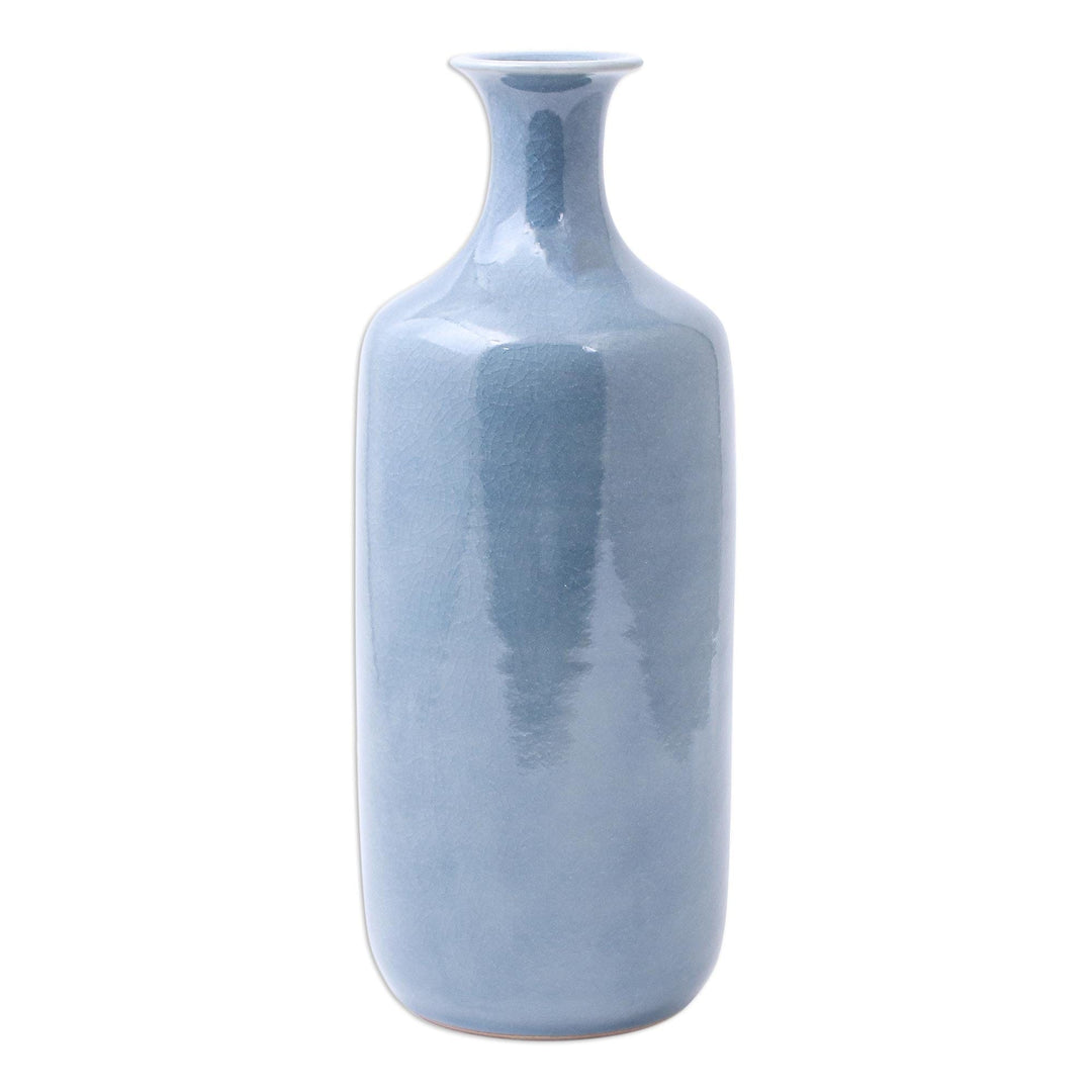 Handmade Celadon Ceramic Vase from Thailand - Truest Blue