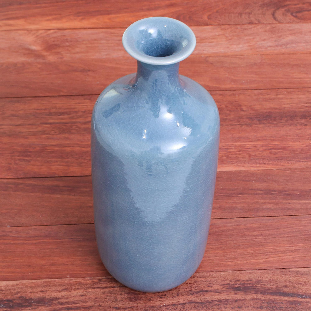 Handmade Celadon Ceramic Vase from Thailand - Truest Blue