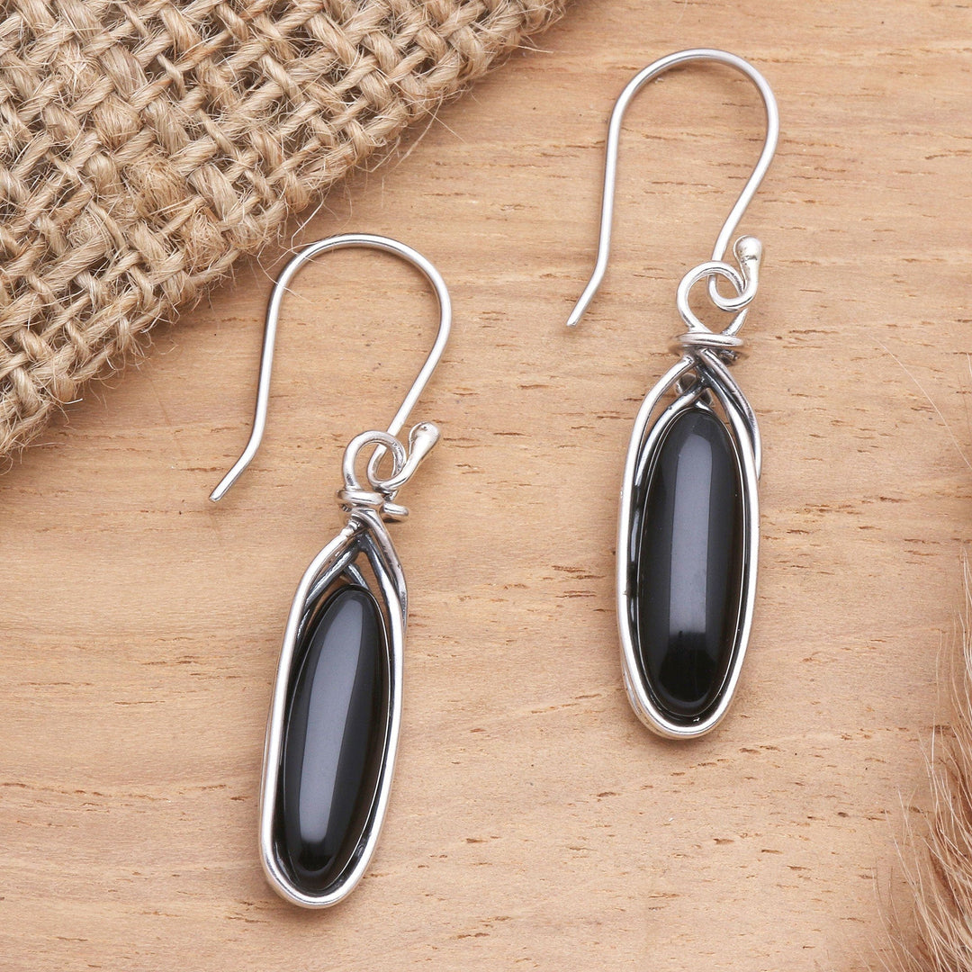 Onyx and Sterling Silver Dangle Earrings - Undercover
