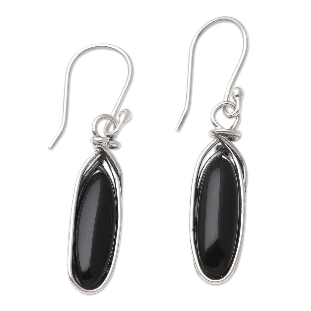 Onyx and Sterling Silver Dangle Earrings - Undercover