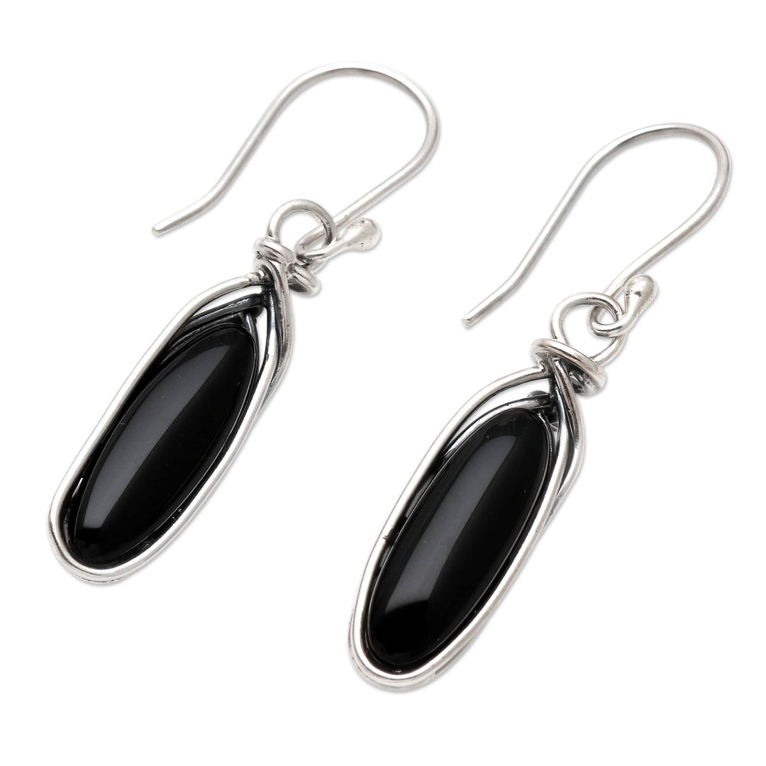 Onyx and Sterling Silver Dangle Earrings - Undercover