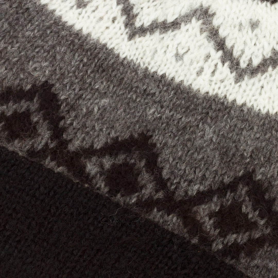 Knit 100% Alpaca Hat in Black and Grey - Nordic Nights