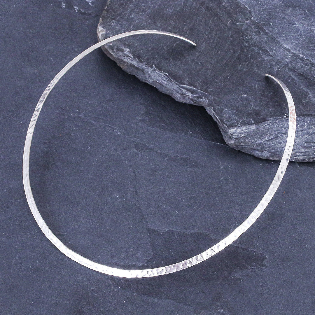 Hand Crafted Hammered Sterling Silver Collar from Thailand - Adventure Time
