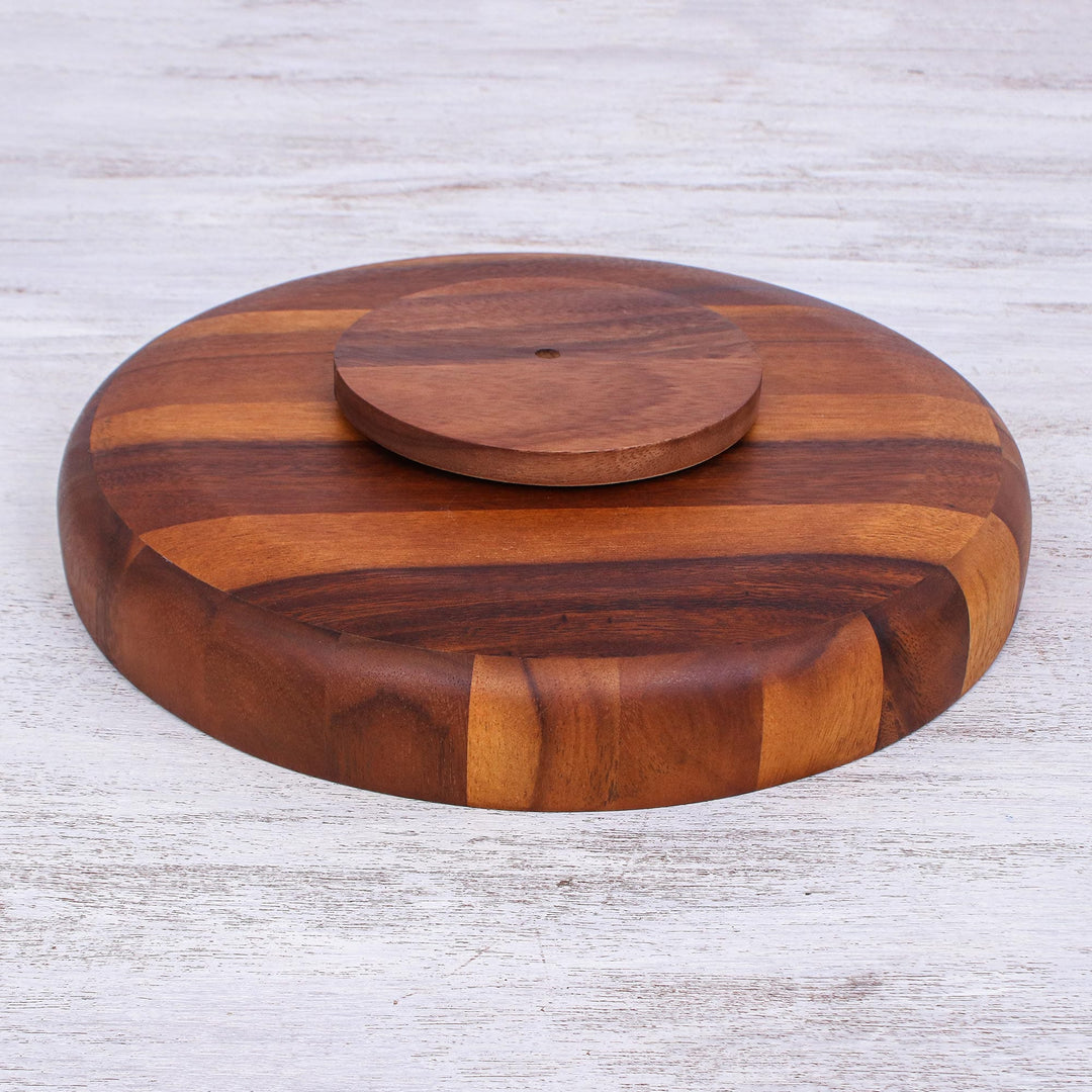 Hand Carved Raintree Wood Lazy Susan - Spin Me Around