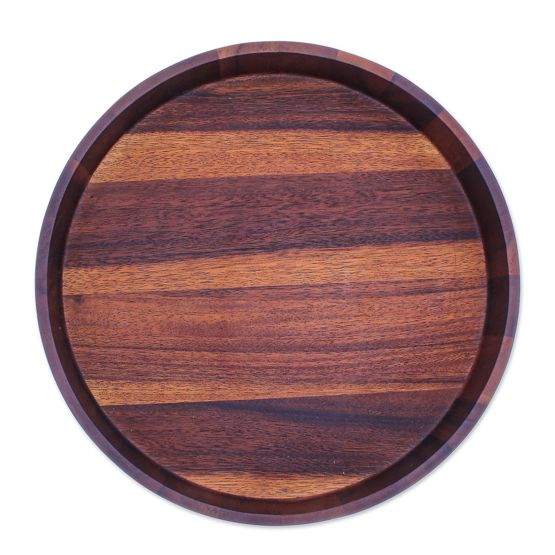 Hand Carved Raintree Wood Lazy Susan Spin Me Around GlobeIn