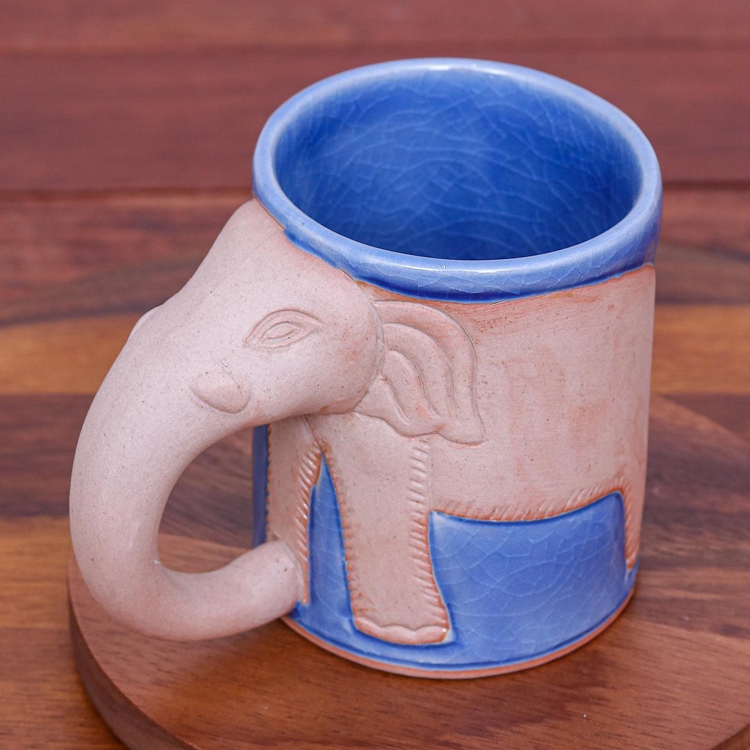 Hand Made Celadon Ceramic Elephant Mug from Thailand - Morning Joe