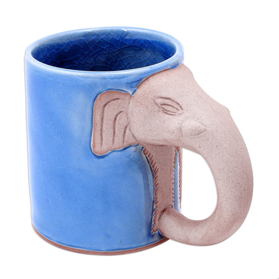 Hand Made Celadon Ceramic Elephant Mug from Thailand - Morning Joe