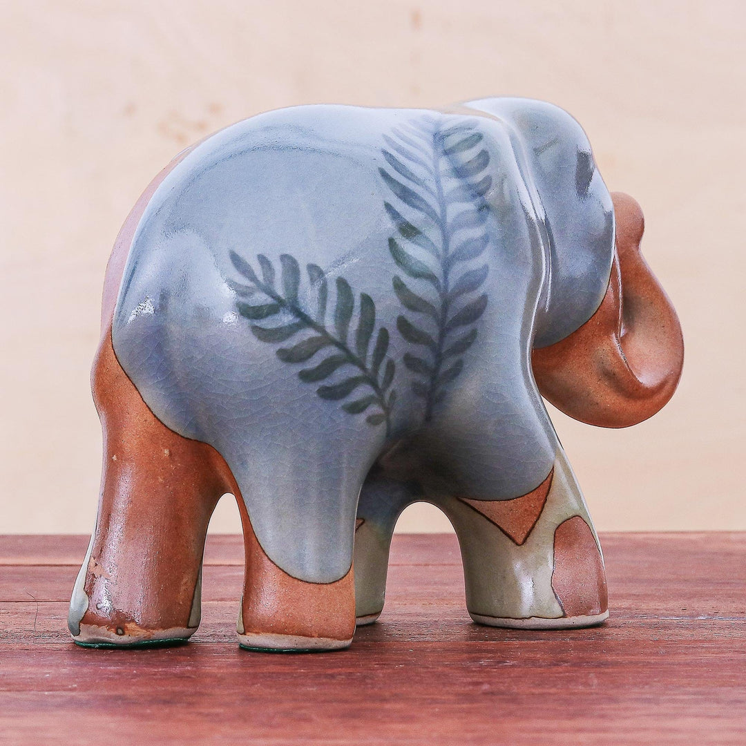Hand Made Celadon Ceramic Elephant Sculpture - In the Jungle