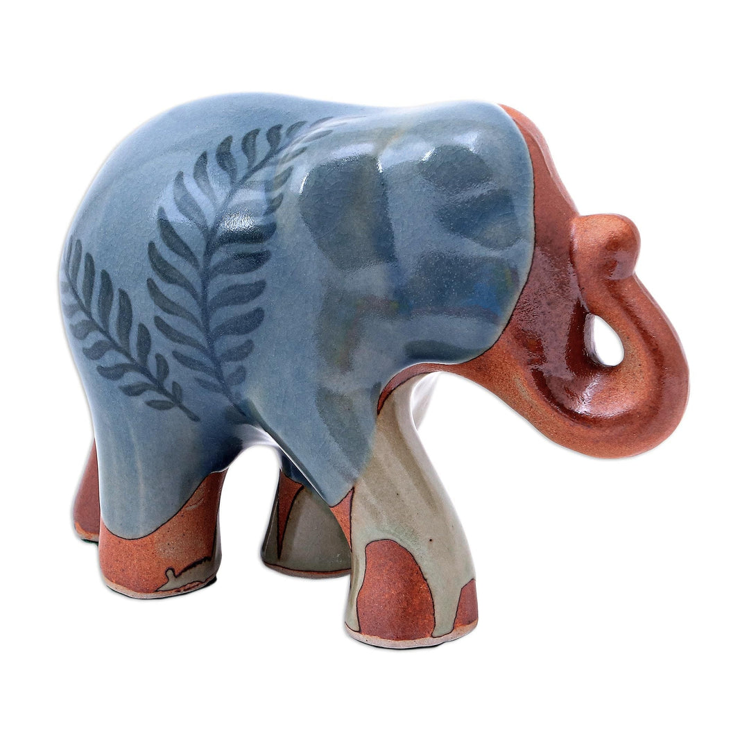 Hand Made Celadon Ceramic Elephant Sculpture - In the Jungle