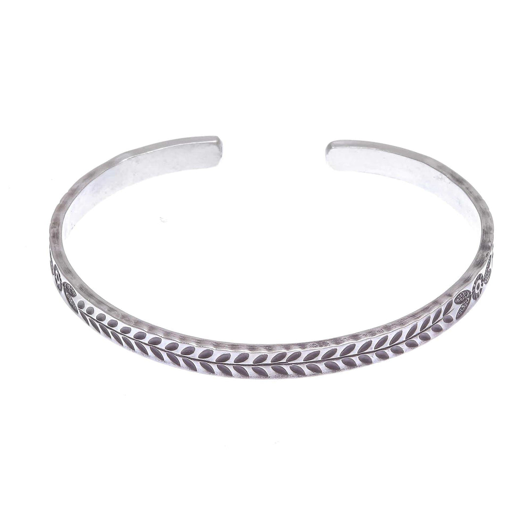 Handmade Sterling Silver Floral Cuff Bracelet - Bright Moments