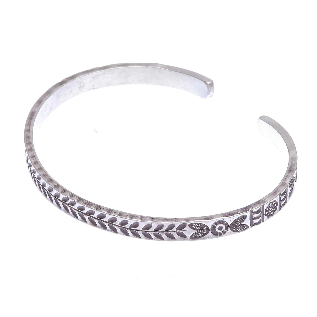 Handmade Sterling Silver Floral Cuff Bracelet - Bright Moments