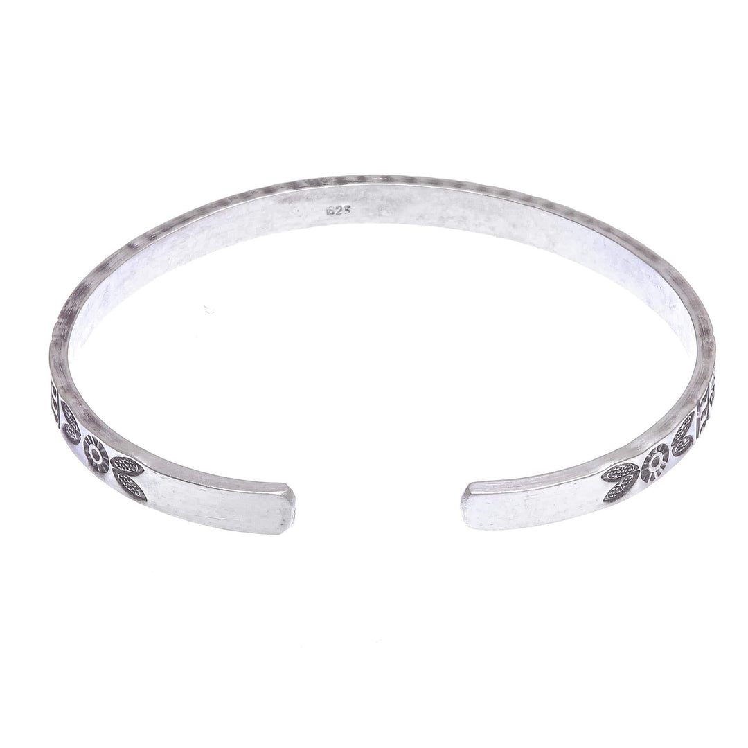 Handmade Sterling Silver Floral Cuff Bracelet - Bright Moments