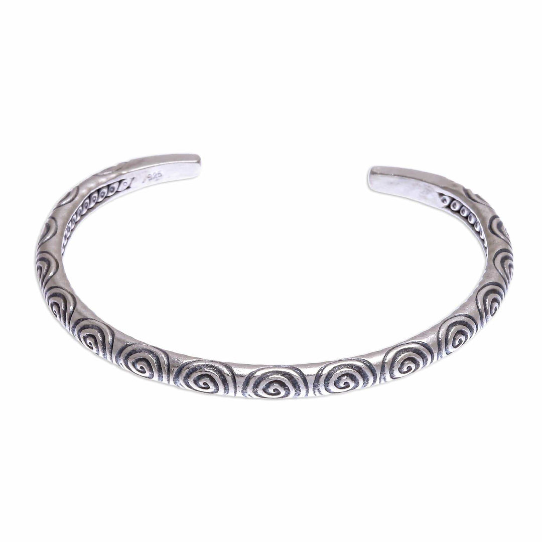 Handmade Karen Silver Spiral Cuff Bracelet - Spiral Detour