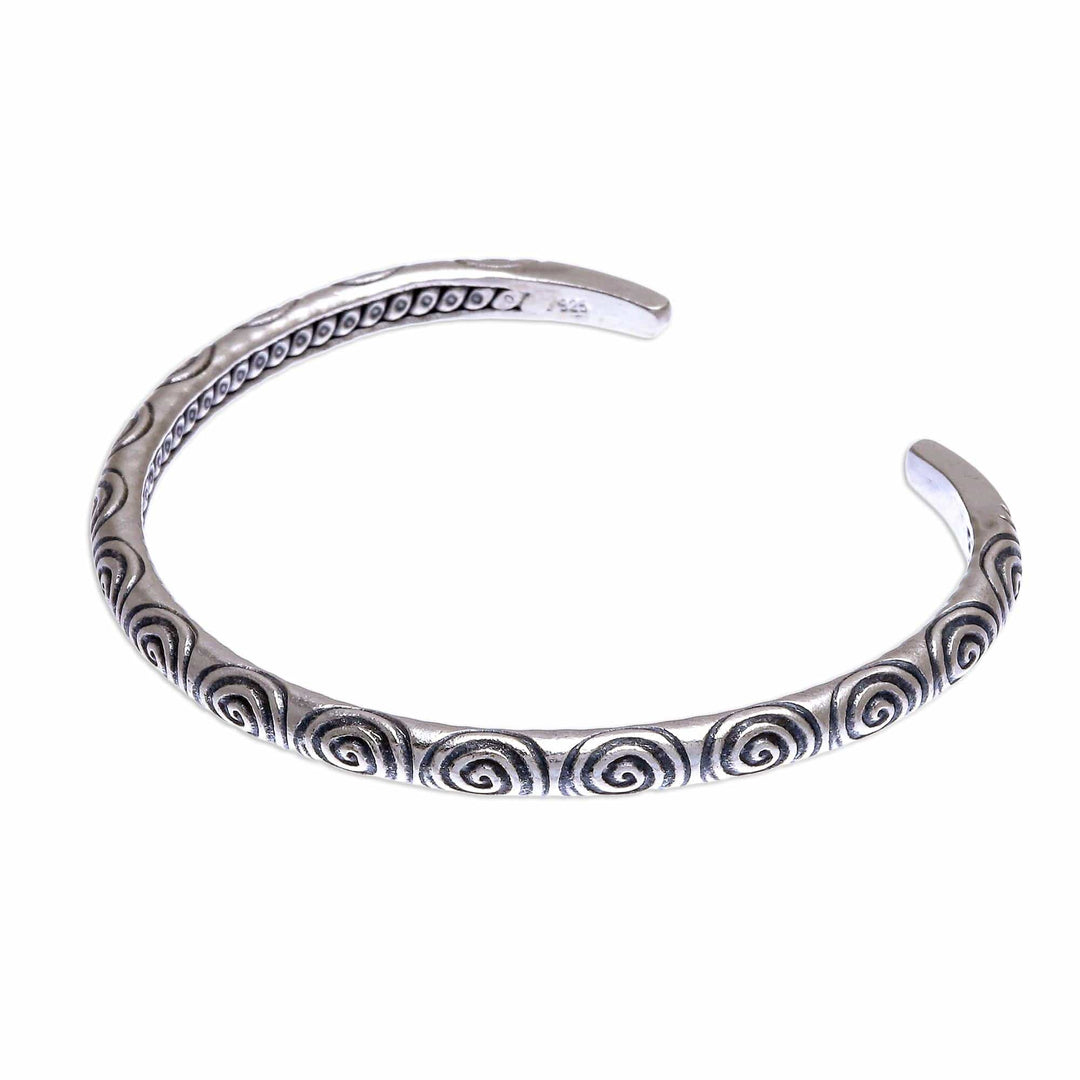 Handmade Karen Silver Spiral Cuff Bracelet - Spiral Detour