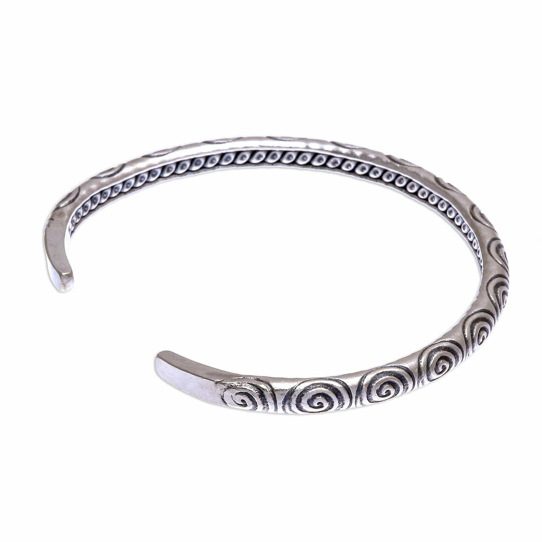 Handmade Karen Silver Spiral Cuff Bracelet - Spiral Detour