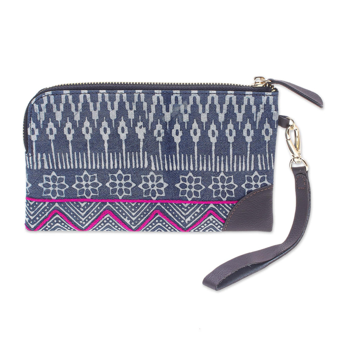 Hmong Geometric Block Print Cotton Wristlet Bag - Neat and Tidy