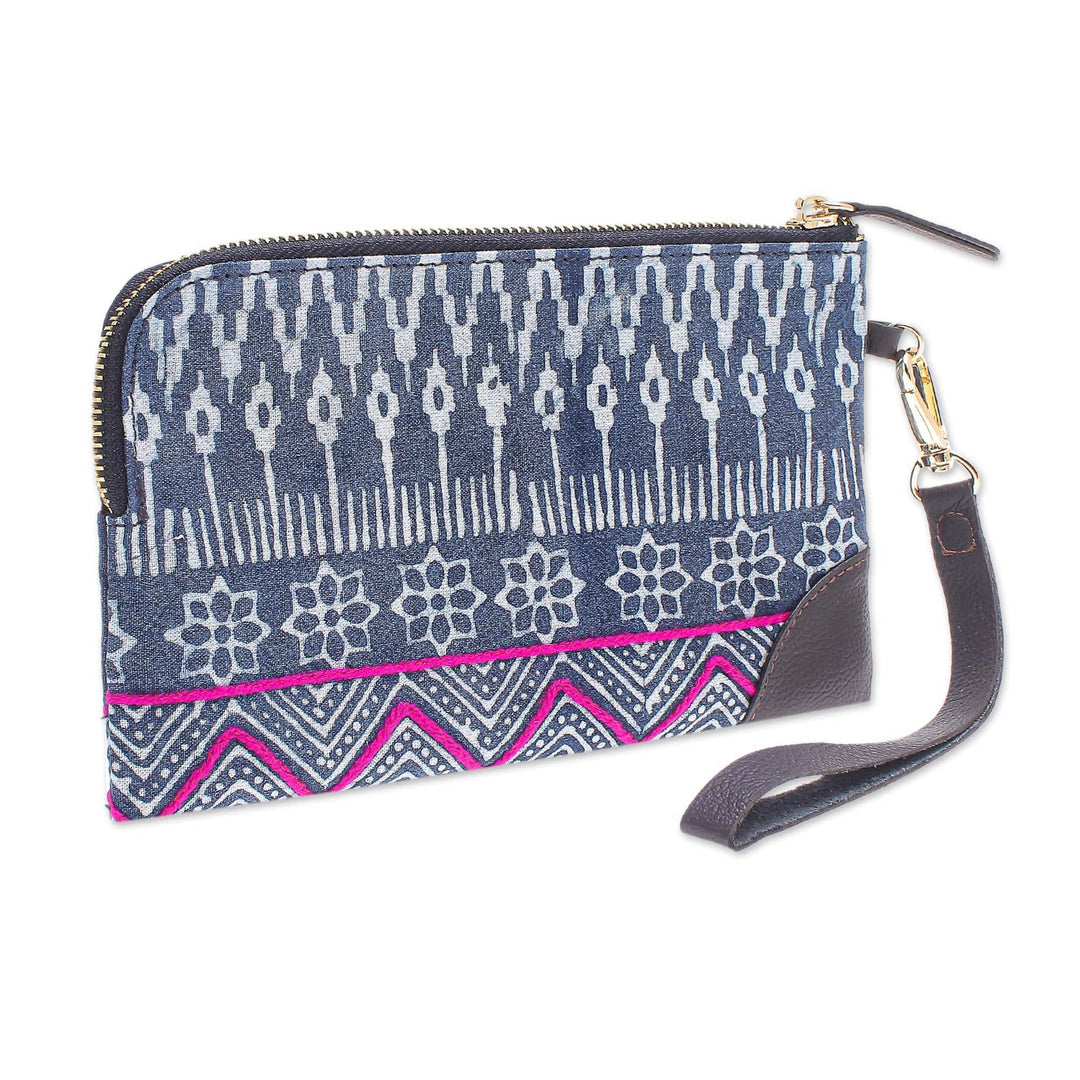 Hmong Geometric Block Print Cotton Wristlet Bag - Neat and Tidy