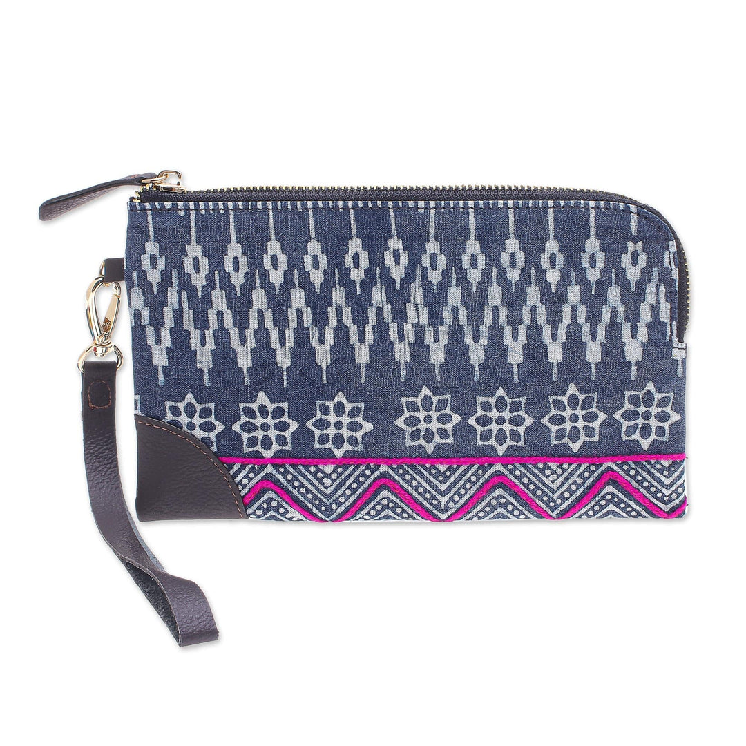 Hmong Geometric Block Print Cotton Wristlet Bag - Neat and Tidy