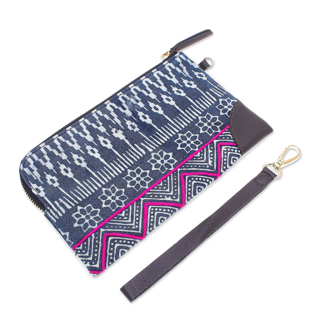 Hmong Geometric Block Print Cotton Wristlet Bag - Neat and Tidy