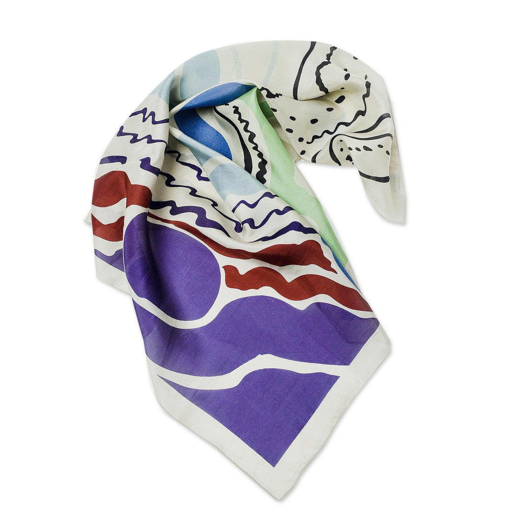 Abstract Printed Silk Bandana - Aerial View