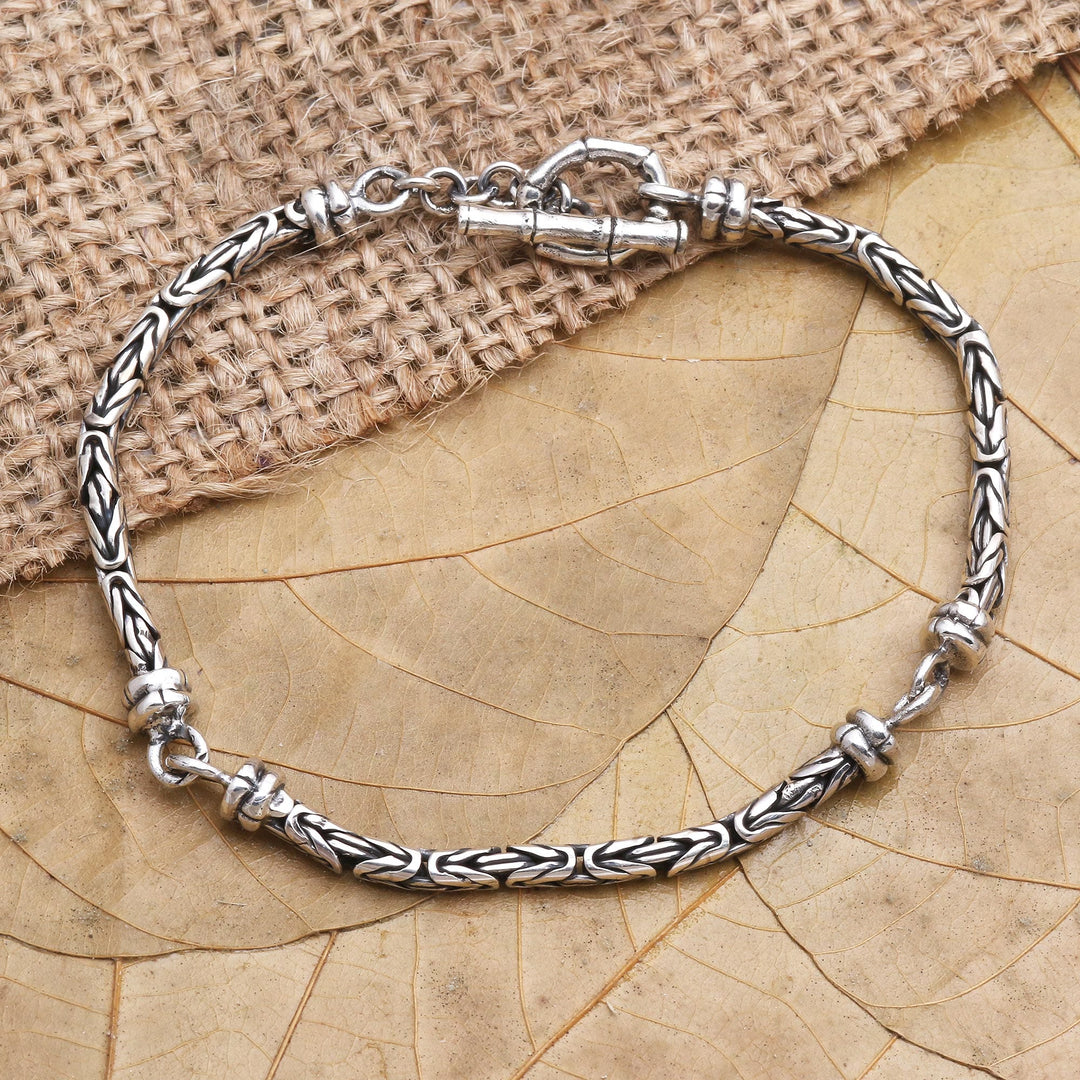 Hand Crafted Sterling Silver Link Bracelet - Interrupted