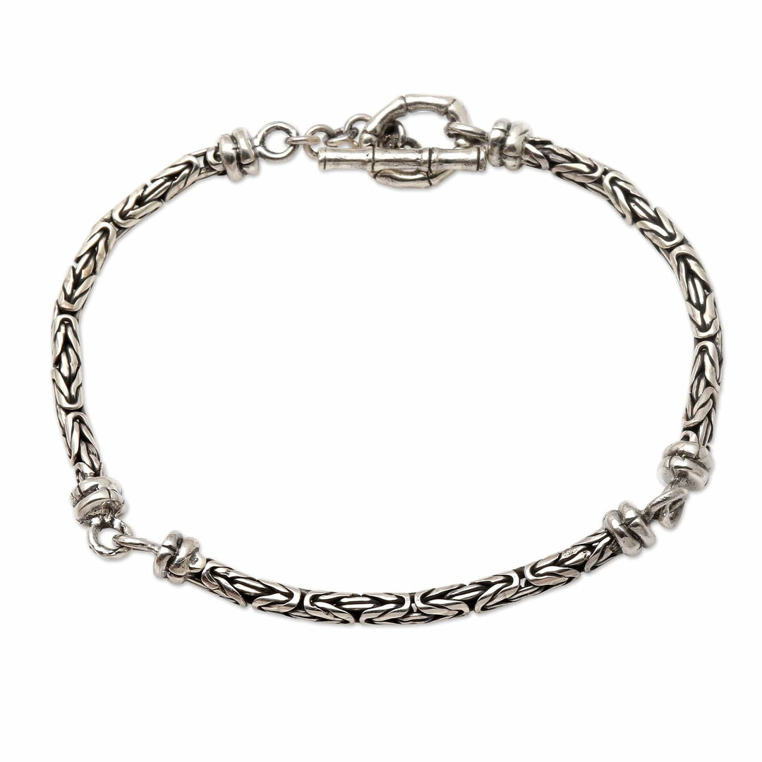 Hand Crafted Sterling Silver Link Bracelet - Interrupted