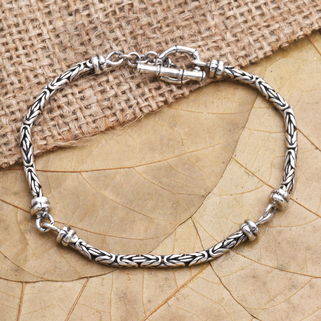 Hand Crafted Sterling Silver Link Bracelet - Interrupted