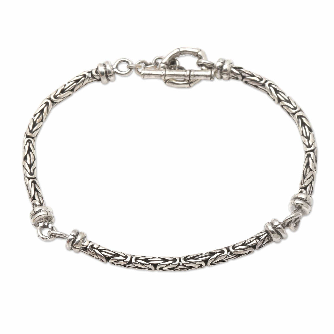 Hand Crafted Sterling Silver Link Bracelet - Interrupted