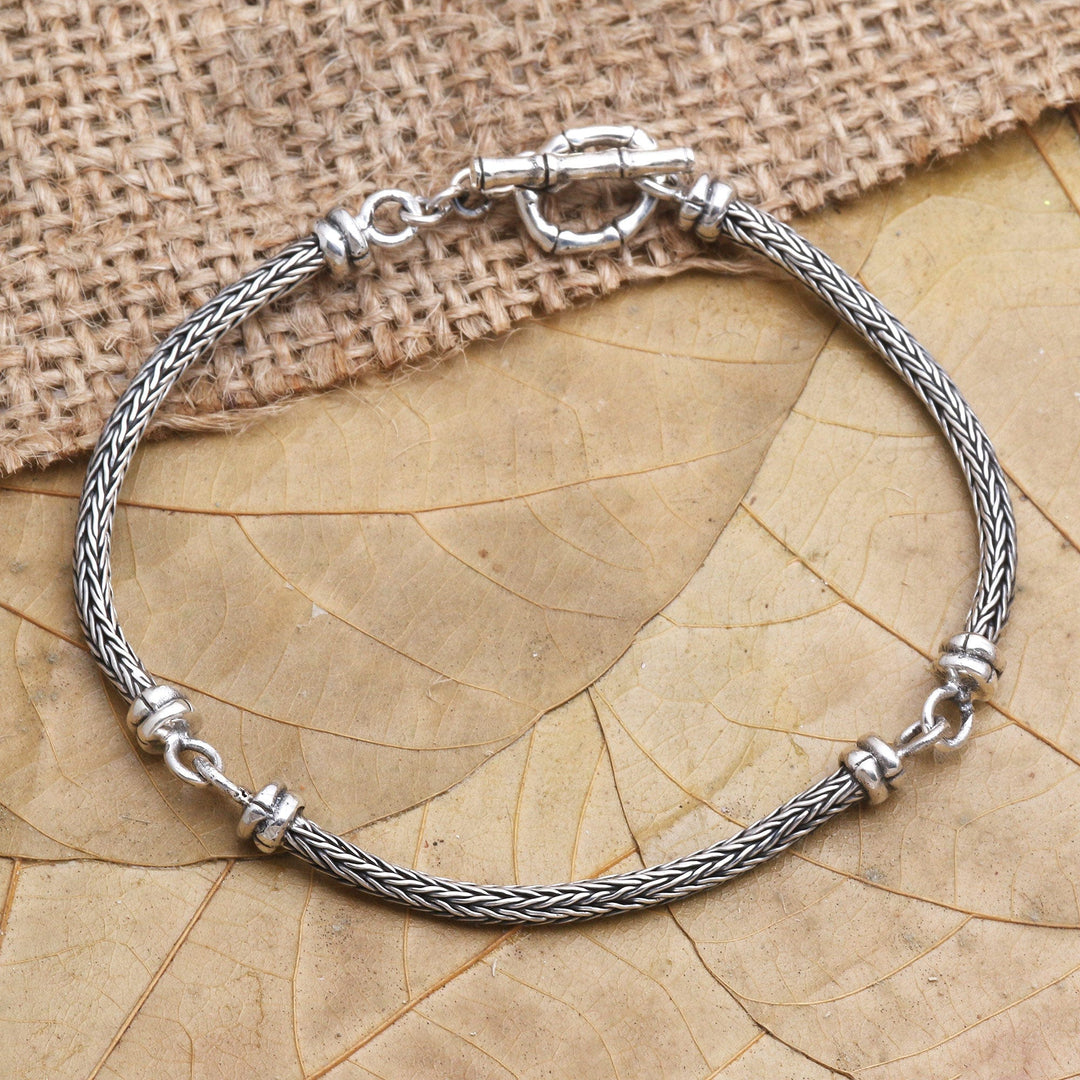Hand Made Sterling Silver Link Bracelet - Dragon Body