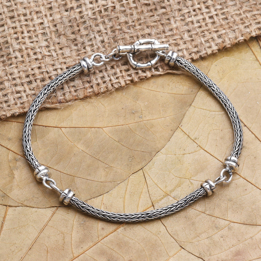 Hand Made Sterling Silver Link Bracelet - Dragon Body