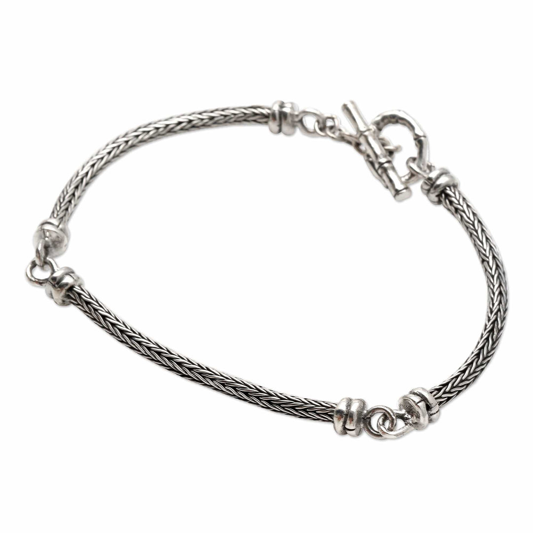 Hand Made Sterling Silver Link Bracelet - Dragon Body