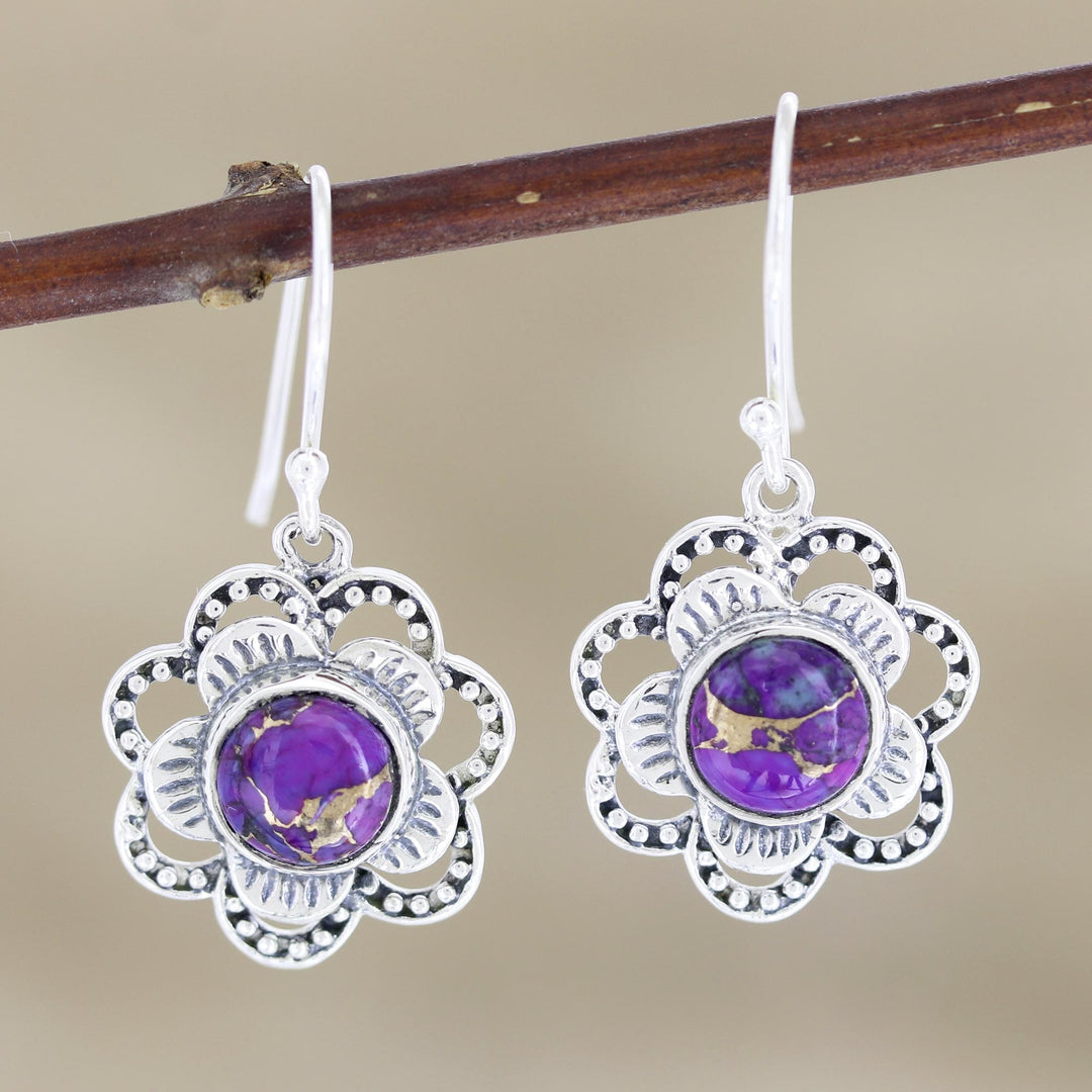 Hand Made Sterling Silver Floral Dangle Earrings - Snow Flowers