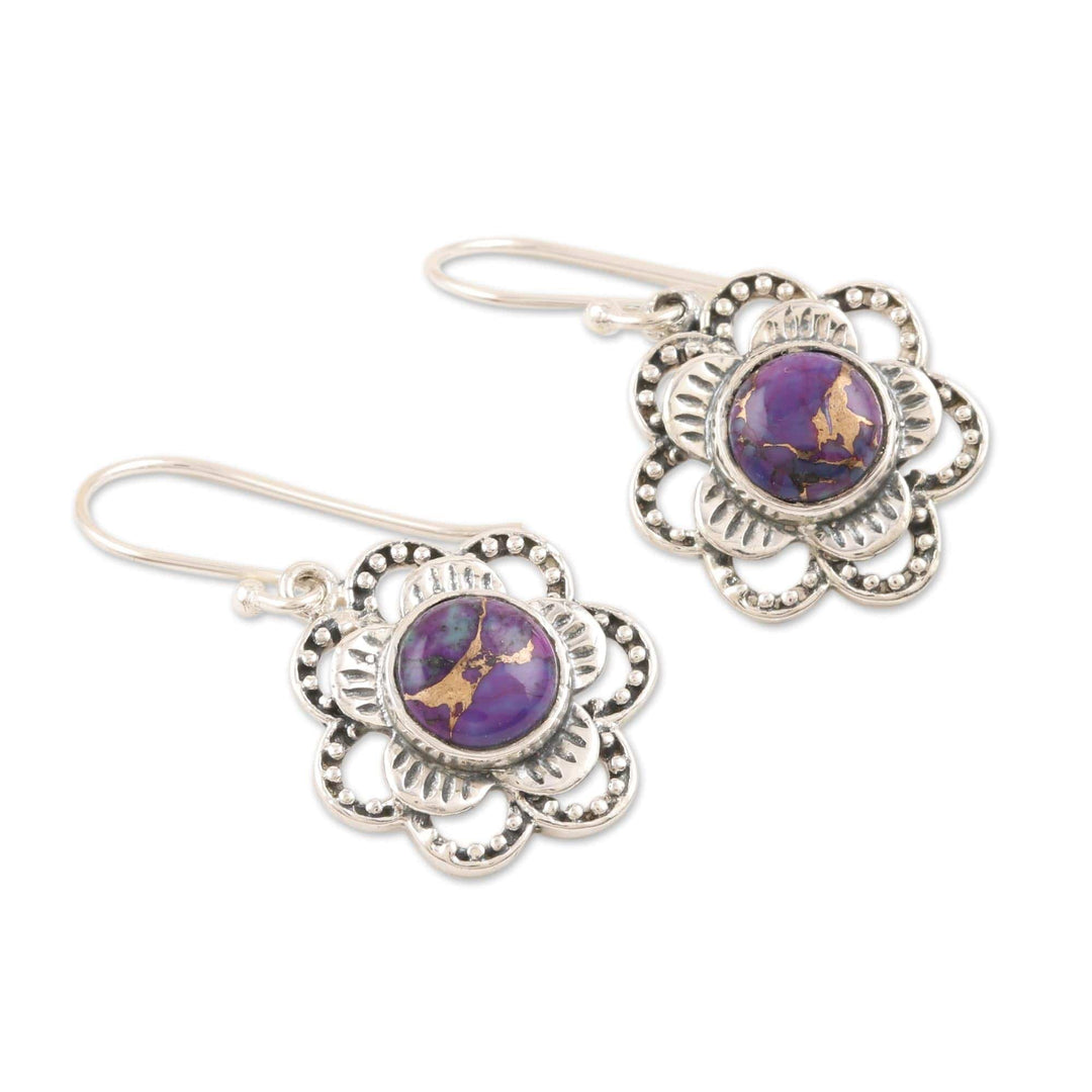 Hand Made Sterling Silver Floral Dangle Earrings - Snow Flowers