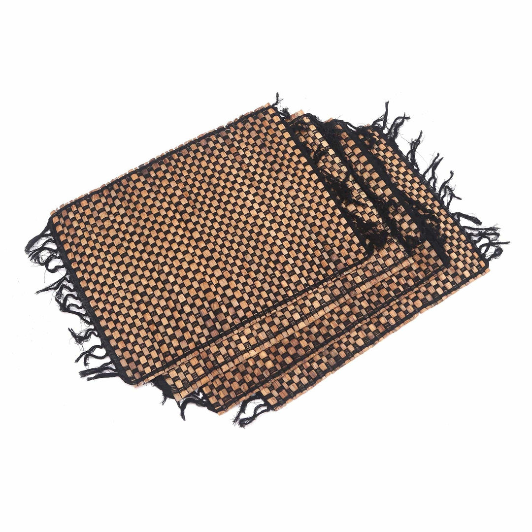 Woven Natural Fiber and Cotton Placemats (Set of 4) - Chess Set