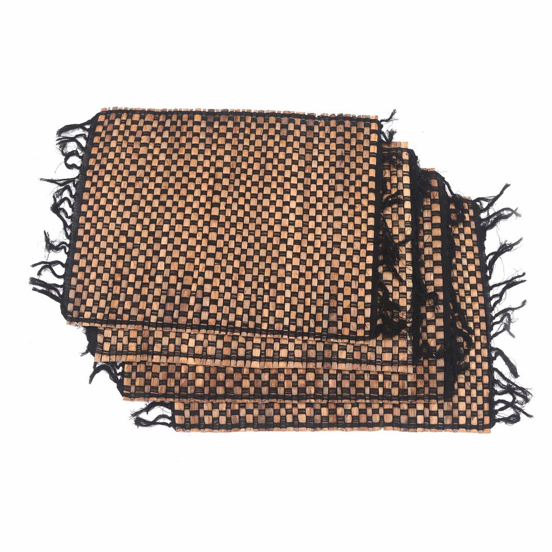 Woven Natural Fiber and Cotton Placemats (Set of 4) - Chess Set