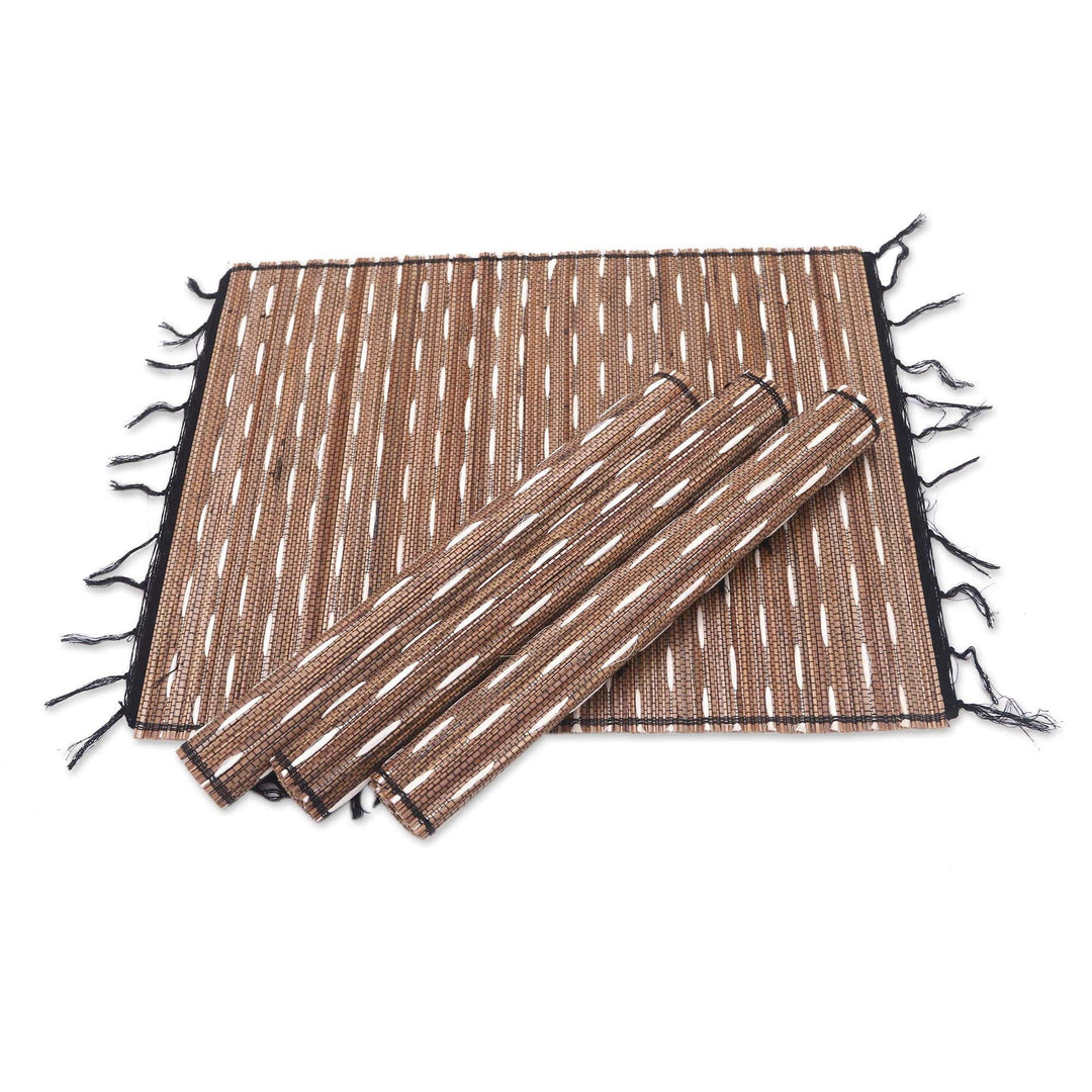 Artisan Made Natural Fiber and Cotton Placemats (Set of 4) - White Matches